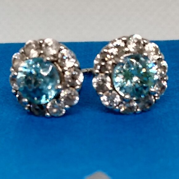 Jtv Jewelry - Cambodian blue zircon earrings